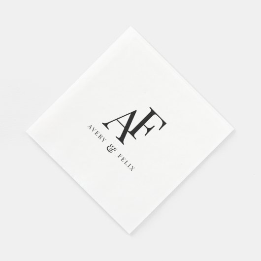 Weddenschap Monogram zwart en wit, eenvoudig Servet (Hoek)