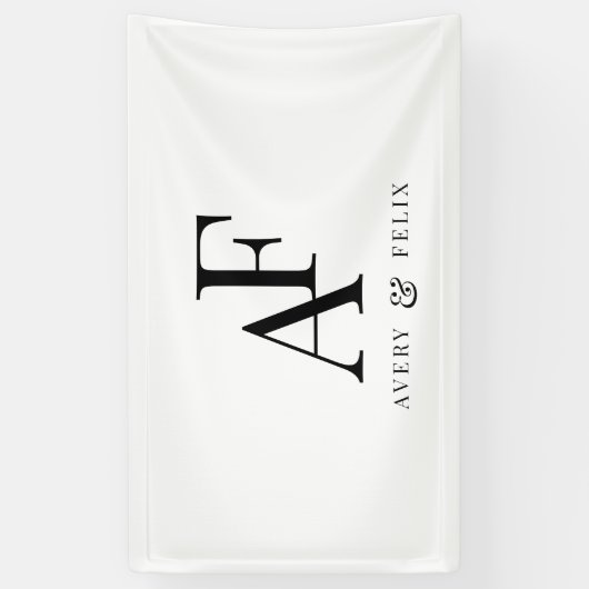 Weddenschap Monogram zwart en wit, eenvoudig Spandoek (Verticaal)