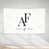 Weddenschap Monogram zwart en wit, eenvoudig Spandoek