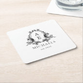 Weddenschap Monogram | Zwart-wit Onderzetter (Schuin)