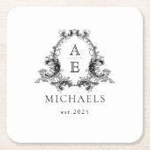 Weddenschap Monogram | Zwart-wit Onderzetter (Voorkant)