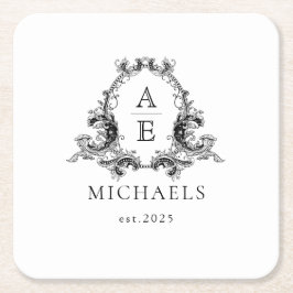 Weddenschap Monogram | Zwart-wit Onderzetter