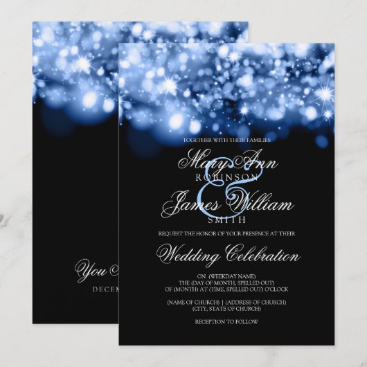 Weddenschap Mousserende lichten Sapphire Blue Kaart (Voorkant / Achterkant)