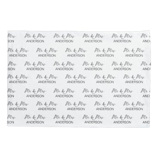 Weddenschap Mr. en Mrs. gepersonaliseerd beddegoed Kussensloop (Achterkant)