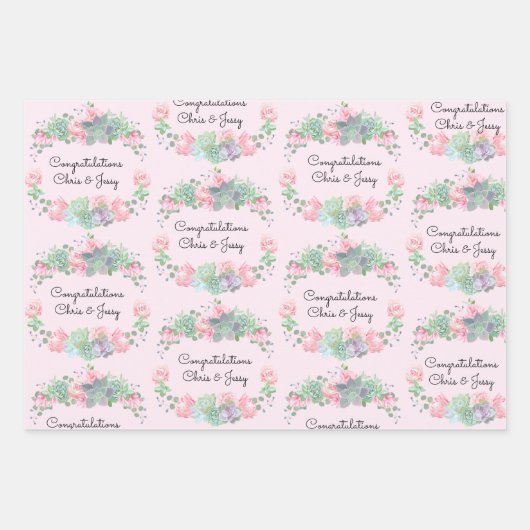 Weddenschap Namen Rozen Succuleren 3 Cadeaus Inpakpapier Vel (Voorkant 3)