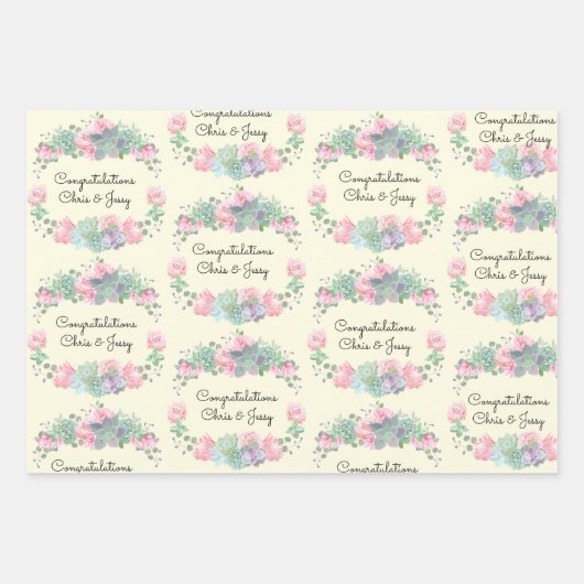 Weddenschap Namen Rozen Succuleren 3 Cadeaus Inpakpapier Vel (Voorkant 2)