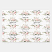 Weddenschap Namen Zacht roze rozen 3 Gift toevoege Inpakpapier Vel (Voorkant)