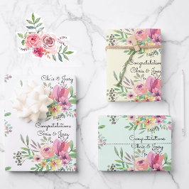 Weddenschap Names Floral Waterverf 3  Inpakpapier Vel