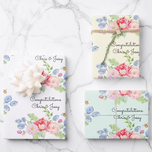 Weddenschap Names Fruit & Flowers Waterverf 3 Inpakpapier Vel