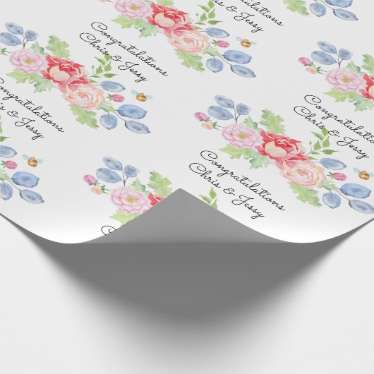 Weddenschap Names Fruit & Flowers Waterverf Roll Cadeaupapier (Hoek)