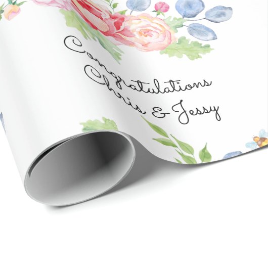 Weddenschap Names Fruit & Flowers Waterverf Roll Cadeaupapier (Rol Hoek)