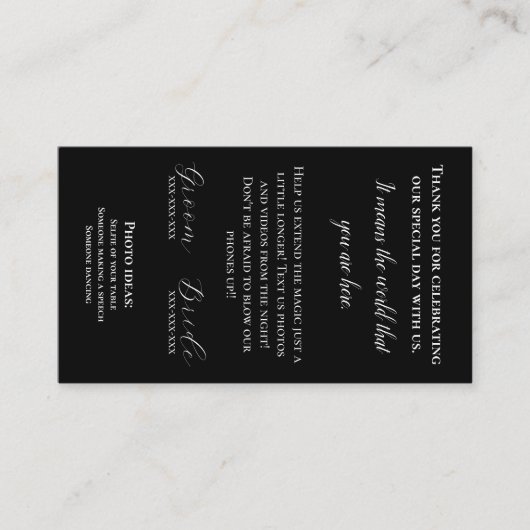 Weddenschap Napkin Invoegen Dank je creditcard Visitekaartje (Voorkant)