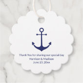 Weddenschap-nautische marineblauw-wit geschenk bedankjes labels (Voorkant)