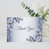 Weddenschap Navy Blue Floral Silver Elegant Bedankkaart (Staand voorkant)