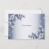 Weddenschap Navy Blue Floral Silver Elegant Bedankkaart (Achterkant)