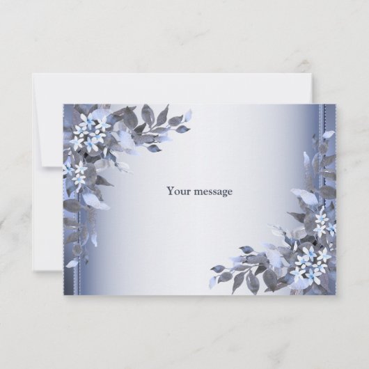 Weddenschap Navy Blue Floral Silver Elegant Bedankkaart (Achterkant)