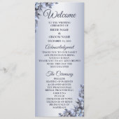 Weddenschap Navy Blue Floral Silver Elegant Welkom Programmakaart (Voorkant)