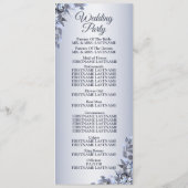 Weddenschap Navy Blue Floral Silver Elegant Welkom Programmakaart (Achterkant)