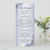 Weddenschap Navy Blue Floral Silver Elegant Welkom Programmakaart (Staand voorkant)