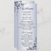 Weddenschap Navy Blue Floral Silver Elegant Welkom Programmakaart (Voorkant / Achterkant)