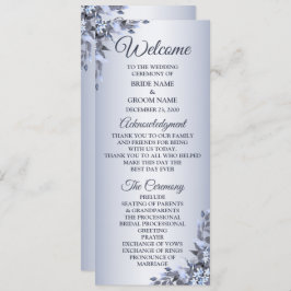 Weddenschap Navy Blue Floral Silver Elegant Welkom Programmakaart