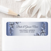 Weddenschap Navy Blue Floral Silver Return Address Etiket (Insitu)