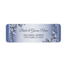 Weddenschap Navy Blue Floral Silver Return Address Etiket
