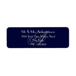 Weddenschap Navy Blue Monogram RSVP Return Address Etiket