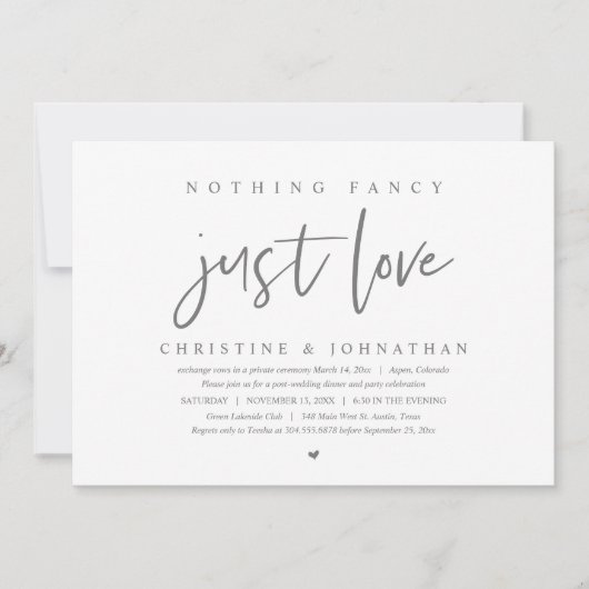 Weddenschap, niets Fancy, gewoon liefde Kaart (Voorkant)