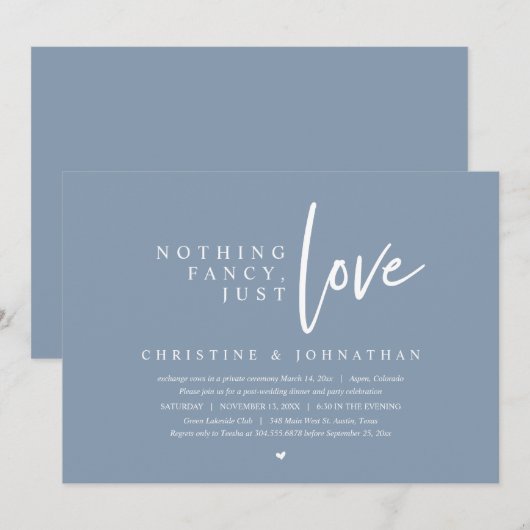 Weddenschap, niets Fancy, gewoon liefde Kaart (Voorkant / Achterkant)