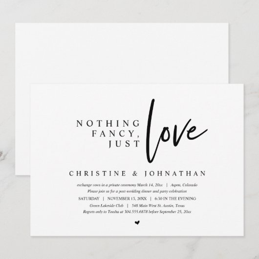 Weddenschap, niets Fancy, gewoon liefde Kaart (Voorkant / Achterkant)