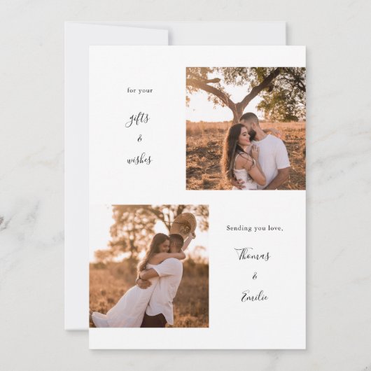 Weddenschap nieuw getrouwd drie fotogasten bedankkaart (Achterkant)