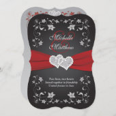 Weddenschap Noite 2 Black Red Silver, Floral, Hear Kaart (Voorkant / Achterkant)