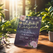 Weddenschap Noite Floral String Lights Paarse Spar Kaart