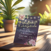 Weddenschap Noite Floral String Lights Paarse Spar Kaart