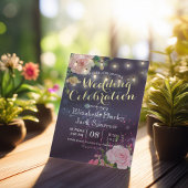 Weddenschap Noite Floral String Lights Paarse Spar Kaart