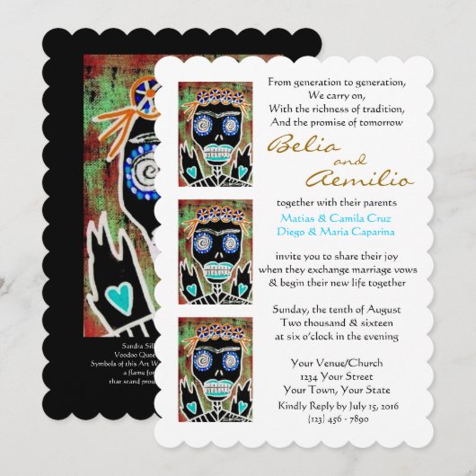 Weddenschap Noite Voodoo Queen Sugar Skull Angel Kaart (Voorkant / Achterkant)