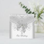 Weddenschap Noite White Silver Overlay Bow Jewel Kaart (Staand voorkant)