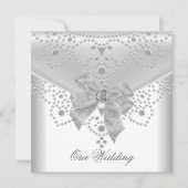 Weddenschap Noite White Silver Overlay Bow Jewel Kaart (Voorkant)