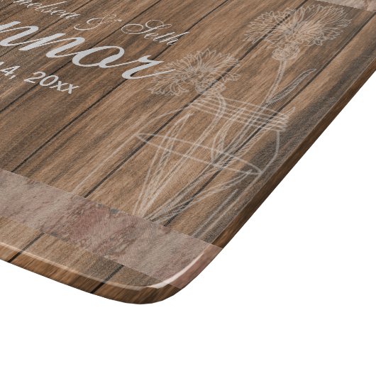 Weddenschap of Jubileum Barn Wood Mason Jar Snijplank (Hoek)