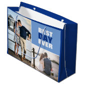 Weddenschap of Jubileum Foto Collage Blue Groot Cadeauzakje (Voorkant Gekanteld)