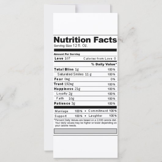 Weddenschap of Jubileum Sweet Funny Nutrition Labe (Voorkant)