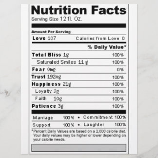 Weddenschap of Jubileum Sweet Funny Nutrition Labe