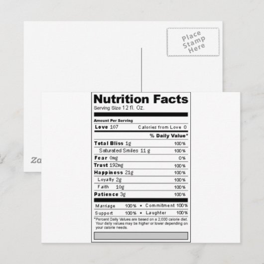 Weddenschap of Jubileum Sweet Funny Nutrition Labe Briefkaart (Voorkant / Achterkant)