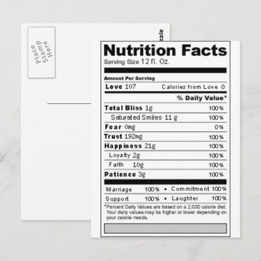 Weddenschap of Jubileum Sweet Funny Nutrition Labe Briefkaart (Voorkant / Achterkant)