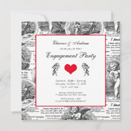 Weddenschap of Verloving  Cupid French Toile Kaart