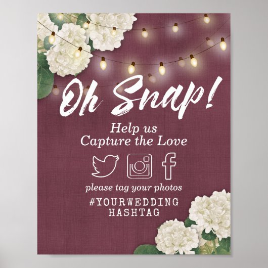 Weddenschap Oh Snap Hashtag Hydrangeas & String Li Poster (Voorkant)