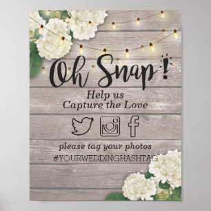 Weddenschap Oh Snap Hashtag Wood Floral String Lig Poster