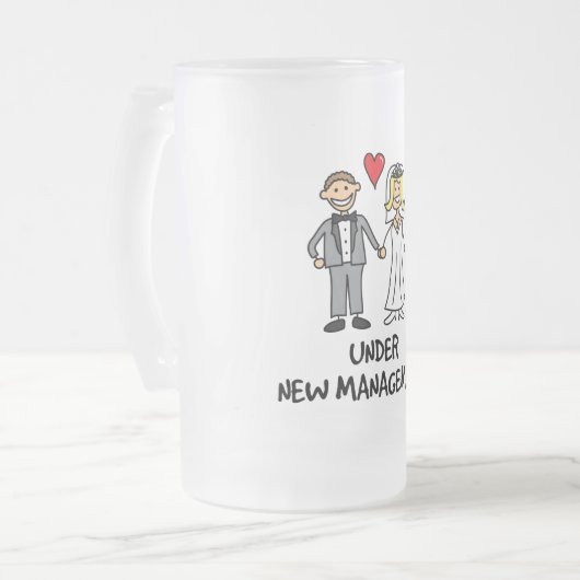 Weddenschap - onder nieuw beheer matglas bierpul (Voorkant links)