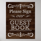 Weddenschap - Onderteken ons Guestbook Rustic Wedd Poster (Voorkant)